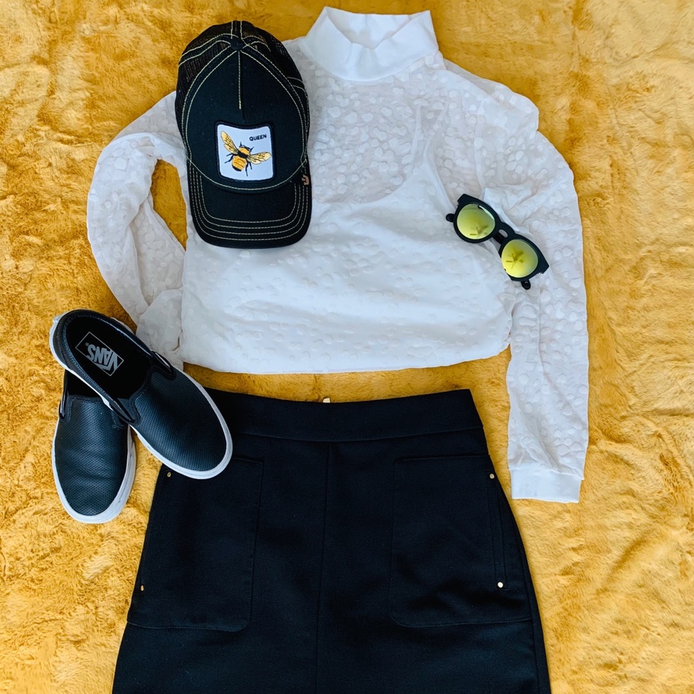 14th & Union white leopard lace blouse